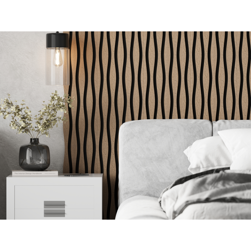 Mexen Lam-SF 26 lamele ścienne akustyczne 280 x 30 cm, filc 9 mm, fornir techniczny, Jasny Orzech - S106-280-26-047