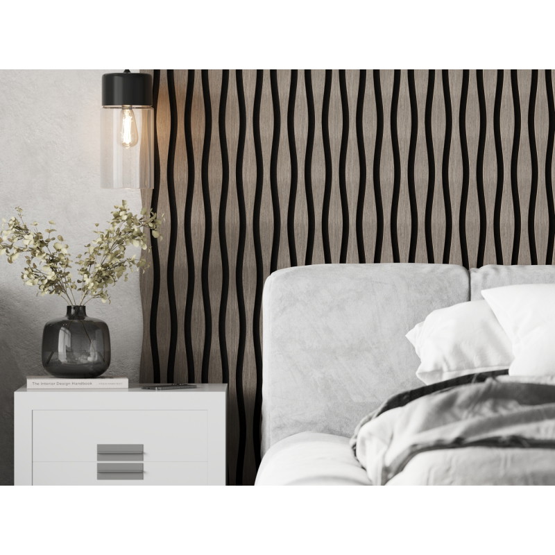 Mexen Lam-SF 01 Lam-SF 26 akoestische muurpanelen 280 x 30 cm, vilt 9 mm, technisch fineer, Grijze Eik - S106-280-26-043