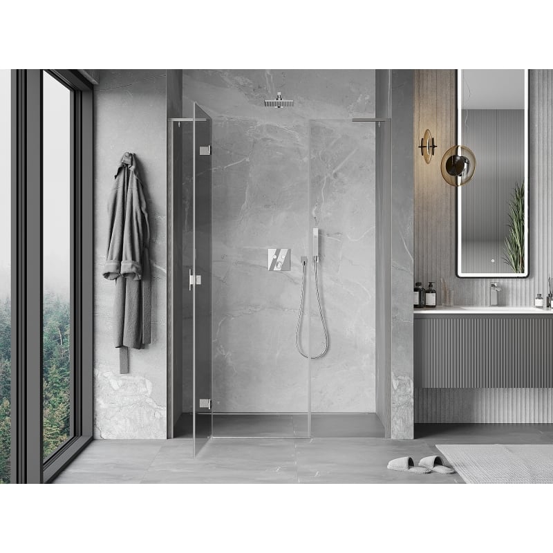 Mexen Mist-H L porte de douche pivotante gauche 130 cm, transparent, nickel brossé - 8A5L-130-001-97-00-L