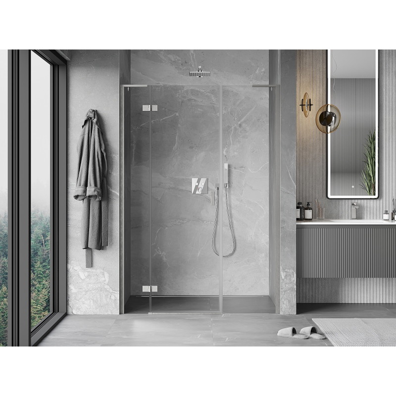 Mexen Mist-H L drzwi prysznicowe uchylne lewe 130 cm, transparent, nikiel szczotkowany - 8A5L-130-001-97-00-L