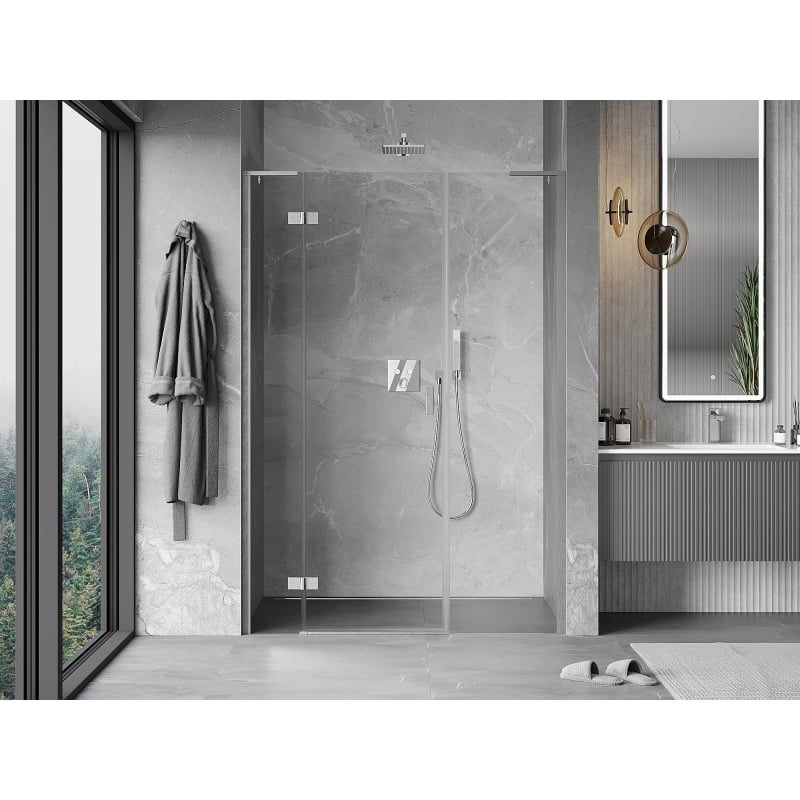 Mexen Mist-H L left-hand hinged shower door 130 cm, transparent, brushed nickel - 8A5L-130-001-97-00-L