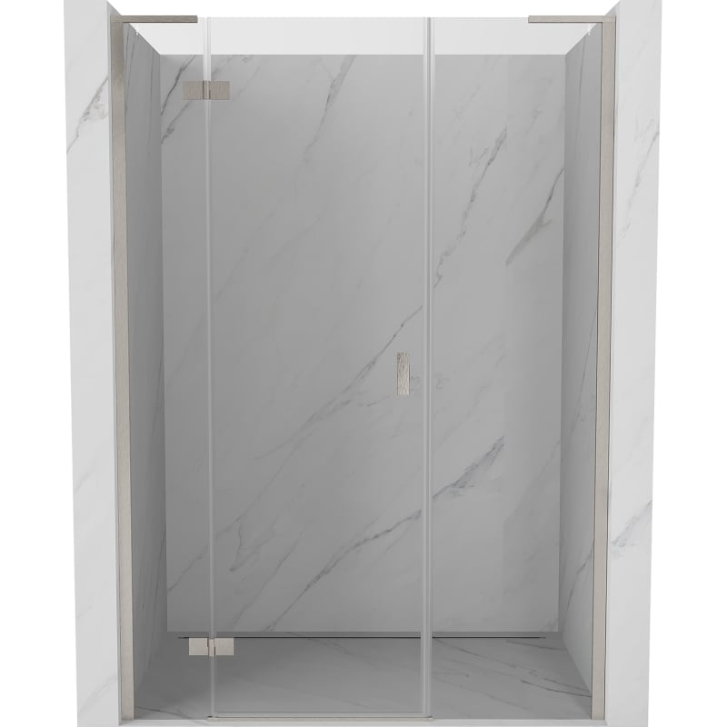 Mexen Mist-H L links angeschlagene Duschdrehtür 140 cm, transparent, gebürsteter Nickel - 8A5L-140-001-97-00-L