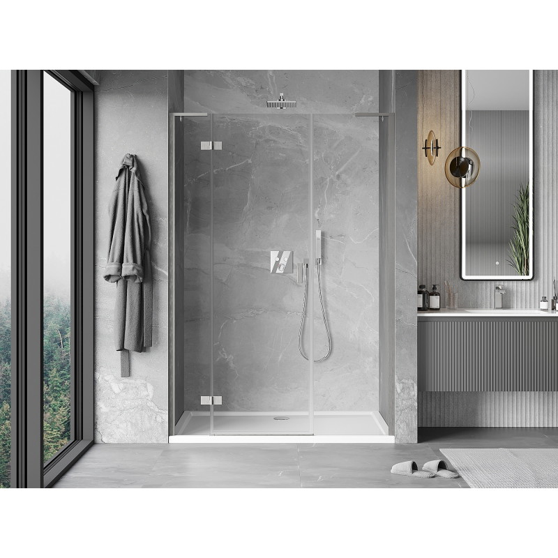 Mexen Mist-H L drzwi prysznicowe uchylne lewe 150 cm, transparent, nikiel szczotkowany - 8A5L-150-001-97-00-L