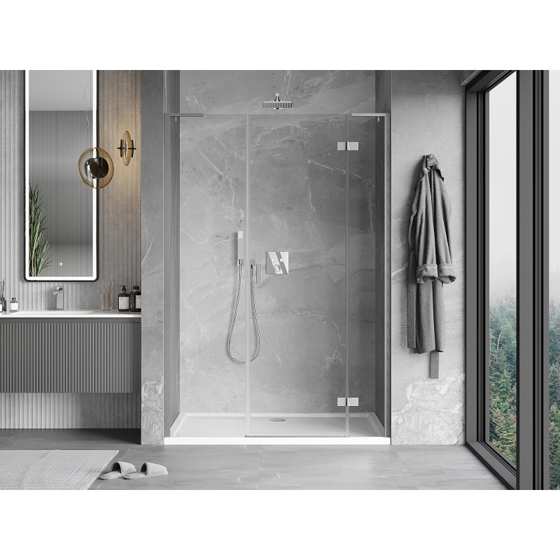 Mexen Mist-H L drzwi prysznicowe uchylne prawe 120 cm, transparent, nikiel szczotkowany - 8A5L-120-001-97-00-P