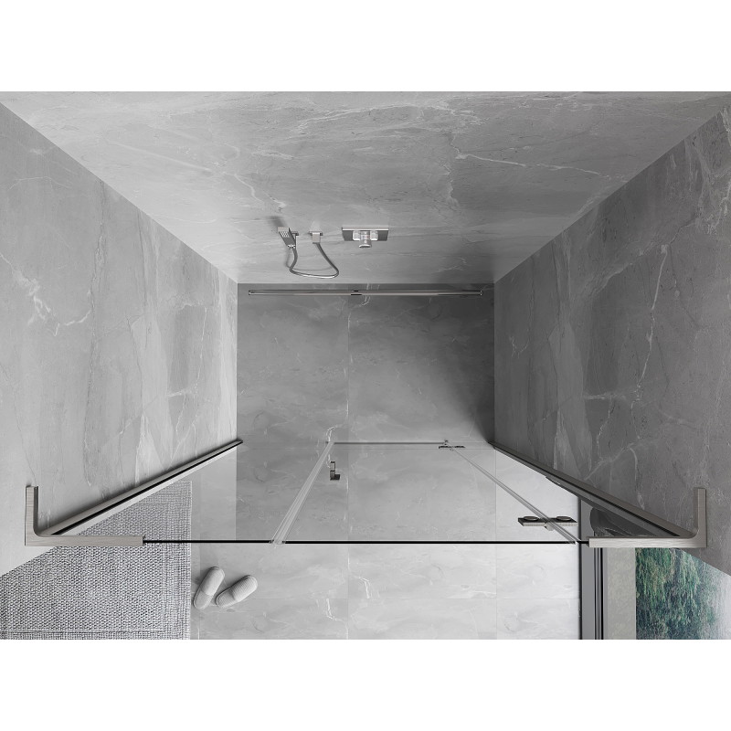 Mexen Mist-H L drzwi prysznicowe uchylne prawe 140 cm, transparent, nikiel szczotkowany - 8A5L-140-001-97-00-P