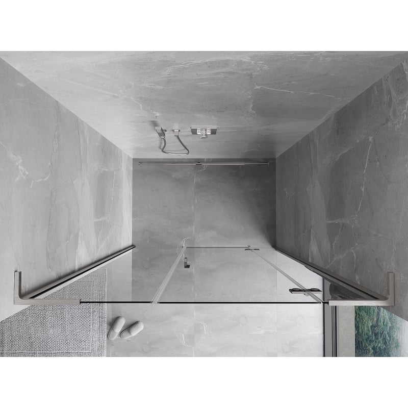 Mexen Mist-H L porte de douche pivotante droite 155 cm, transparente, nickel brossé - 8A5L-155-001-97-00-P