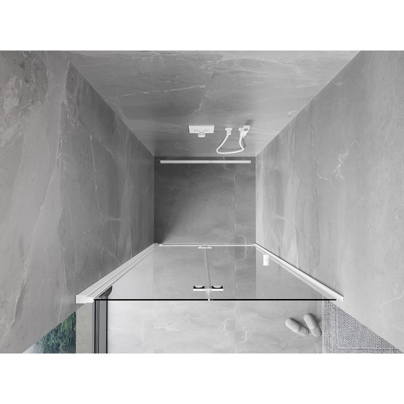 Mexen Mist-F drzwi prysznicowe składane lewe 115 cm, transparent, białe - 8A6-115-000-20-00-L