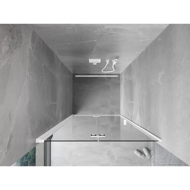 Mexen Mist-F porte de douche pliante gauche 115 cm, transparent, blanc - 8A6-115-000-20-00-L