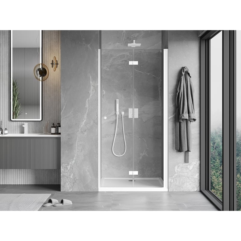 Mexen Mist-F porte de douche pliante droite 85 cm, transparent, blanc - 8A6-085-000-20-00-P