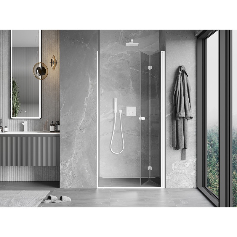 Mexen Mist-F drzwi prysznicowe składane prawe 115 cm, transparent, białe - 8A6-115-000-20-00-P