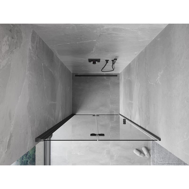 Mexen Mist-F porte de douche pliante gauche 100 cm, transparent, gris fusil brossé - 8A6-100-000-66-00-L