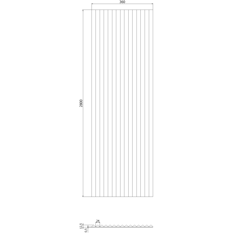 Mexen Ovalo 01 lamele ścienne ryflowane elastyczne 280 x 36 cm, fornir techniczny, Szary Dąb - S130-280-01-043