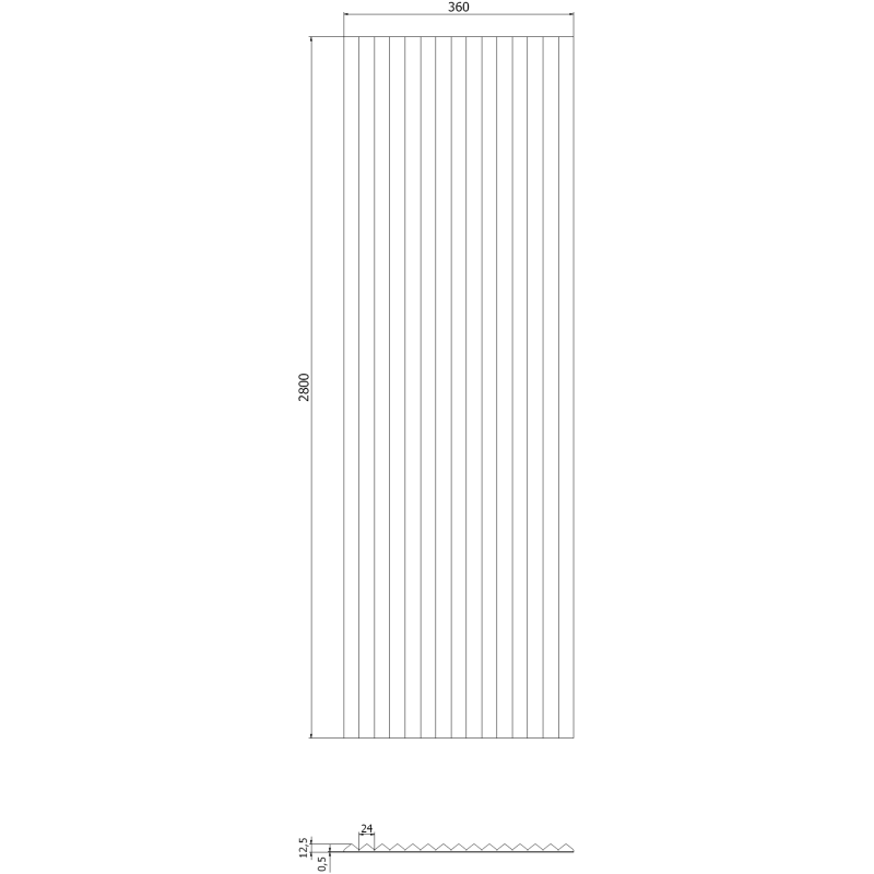 Mexen Ovalo 01 lamele ścienne ryflowane elastyczne 280 x 36 cm, fornir techniczny, Ciemny Orzech - S130-280-01-044