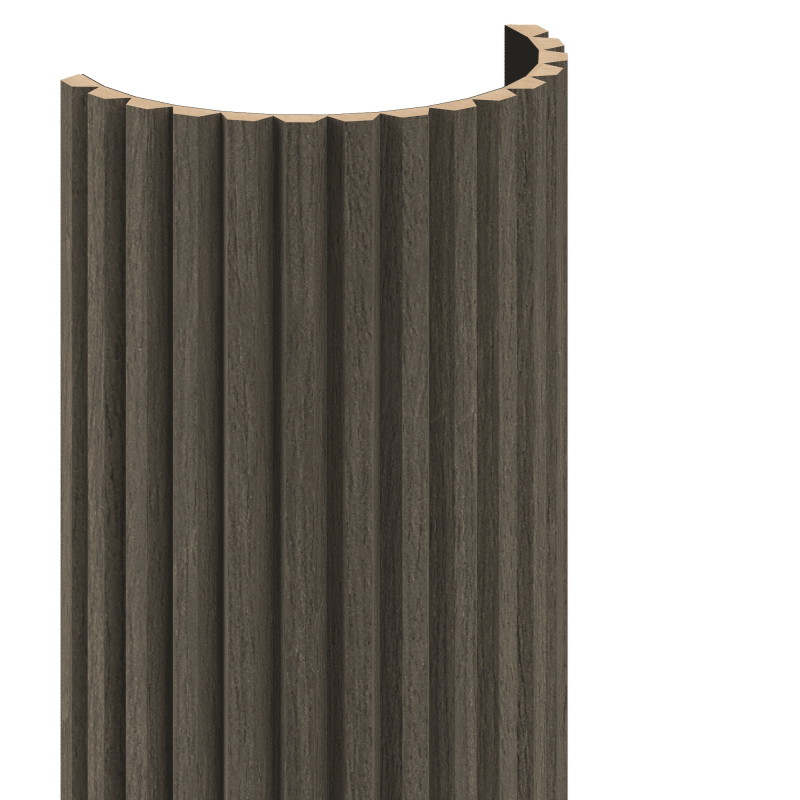 Mexen Ovalo 02 lattes murales rainurés flexibles 280 x 36 cm, placage technique, Chêne Mocca - S130-280-02-045