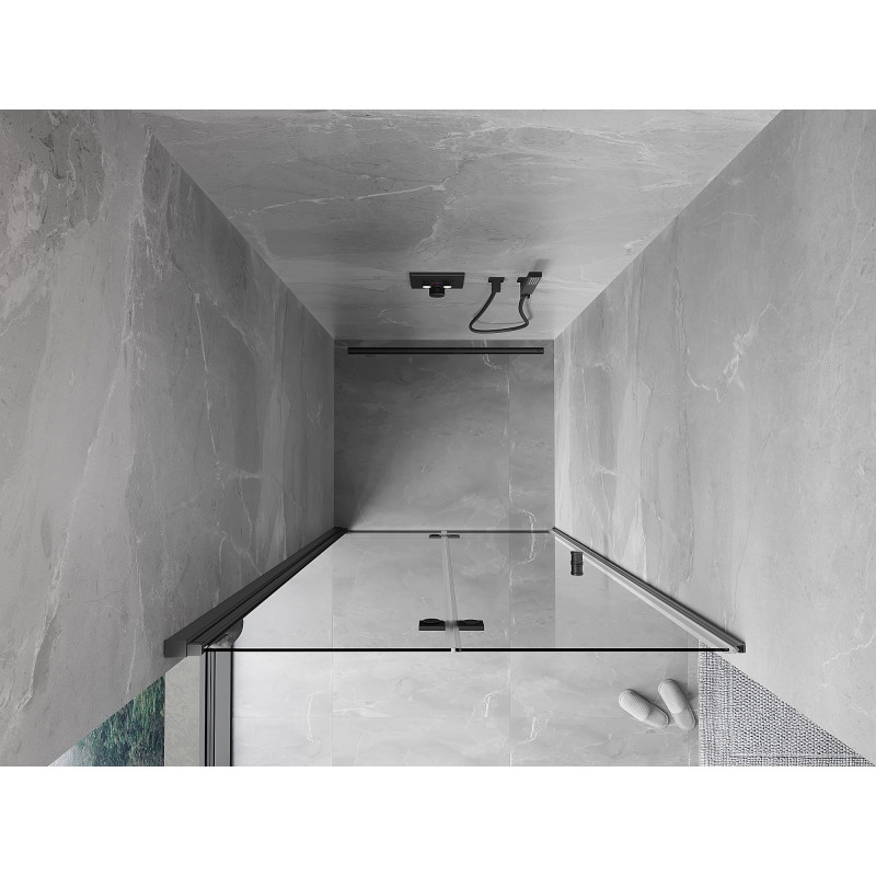 Mexen Mist-F drzwi prysznicowe składane lewe 100 cm, transparent, gun metal - 8A6-100-000-95-00-L