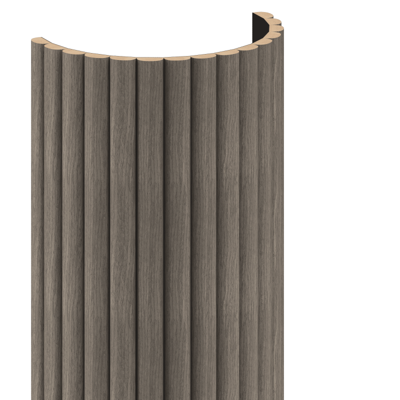 Mexen Ovalo 03 lamele ścienne ryflowane elastyczne 280 x 36 cm, fornir techniczny, Szary Dąb - S130-280-03-043
