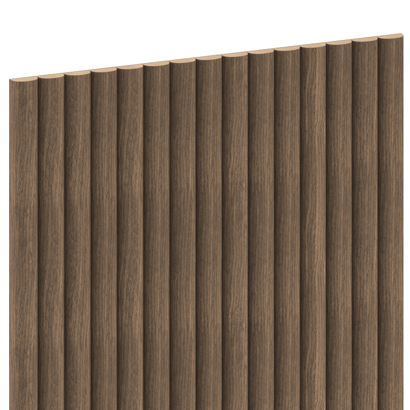Mexen Ovalo 03 lamele ścienne ryflowane elastyczne 280 x 36 cm, fornir techniczny, Ciemny Orzech - S130-280-03-044