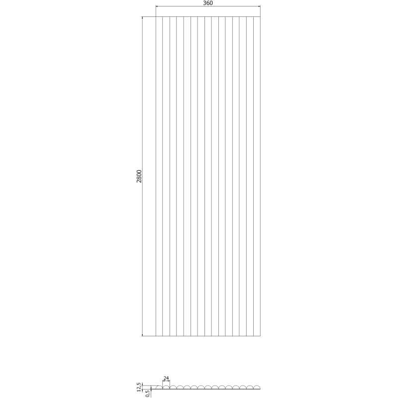 Mexen Ovalo 03 lâminas de parede ranhuradas flexíveis 280 x 36 cm, folha técnica, Nogal Escuro - S130-280-03-044