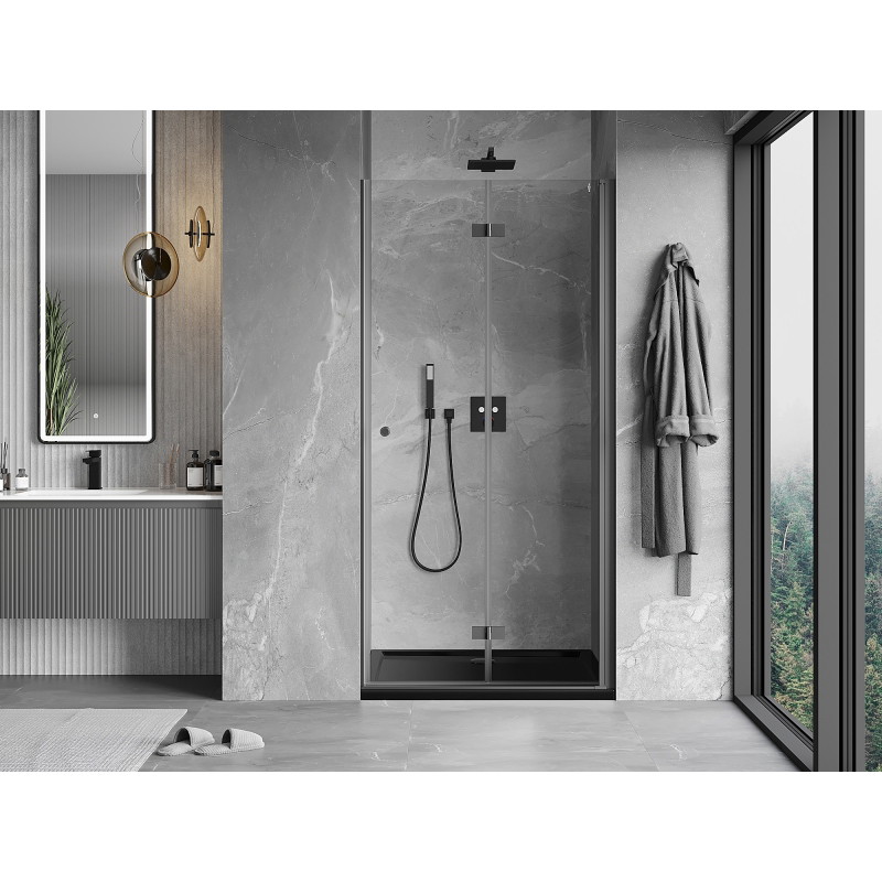 Mexen Mist-F drzwi prysznicowe składane prawe 80 cm, transparent, gun metal - 8A6-080-000-95-00-P