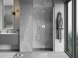 Mexen Mist-F kokkupandavad dušiuksed paremale 75 cm, läbipaistev, harjatud nikkel - 8A6-075-000-97-00-P