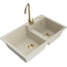 Mexen Tomas Granitspüle 2-Kammer mit Küchenarmatur Telma, beige - 6516-69-670200-50