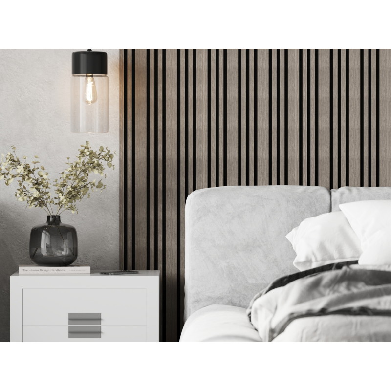 Mexen Lam-F Slim 01 lamele ścienne akustyczne 280 x 36,5 cm, filc 9 mm, fornir techniczny, Szary Dąb - S107-280-01-043