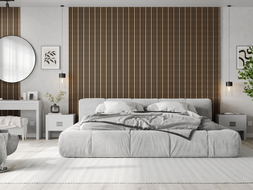 Mexen Lam-F Slim 01 akoestische wandlamellen 280 x 36,5 cm, vilt 9 mm, technisch fineer, Donkere Walnoot - S107-280-01-044