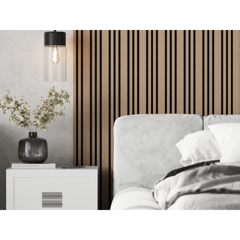 Mexen Lam-F Slim 01 Akustik-Wandpaneele 280 x 36,5 cm, Filz 9 mm, Technisches Furnier, Helle Walnuss - S107-280-01-047