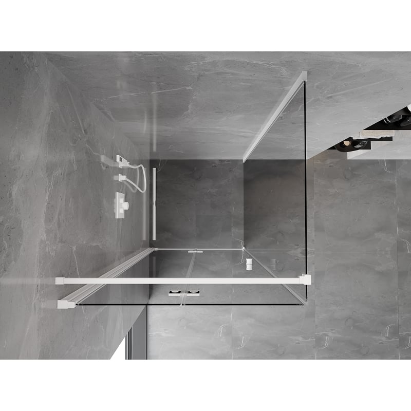 Mexen Mist-F vikbar duschkabin vänster 90 x 90 cm, transparent, vit - 8A6T-090-090-20-00-L