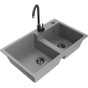 Mexen Tomas fregadero de granito de 2 senos con grifo de cocina Telma, gris - 6516-71-670200-70-B