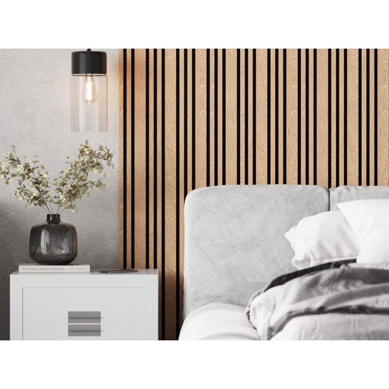 Mexen Lam-F Slim 01 lamele ścienne akustyczne 280 x 36,5 cm, filc 9 mm, fornir techniczny, Bielony Dąb - S107-280-01-040