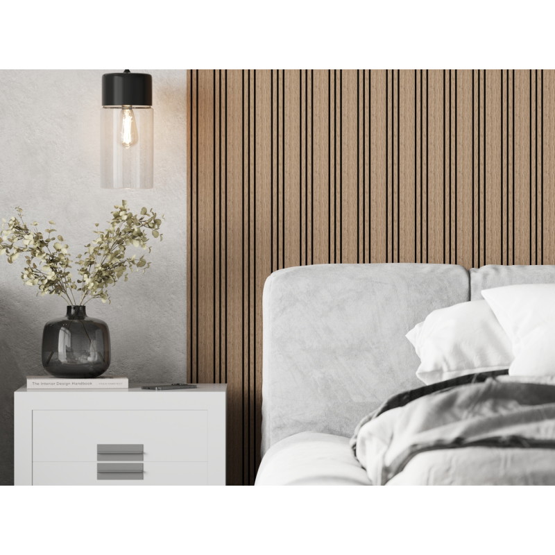 Mexen Lam-F Nano 01 Akustische Wandpaneele 280 x 32,4 cm, Filz 5 mm, technisches Furnier, Helles Nussbaumholz - S108-280-01-047