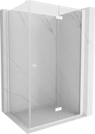 Mexen Mist-F ihopfällbar duschkabin höger 100 x 70 cm, transparent, vit - 8A6T-100-070-20-00-P