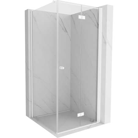 Mexen Mist-F folding shower enclosure right 75 x 75 cm, transparent, white - 8A6T-075-075-20-00-P