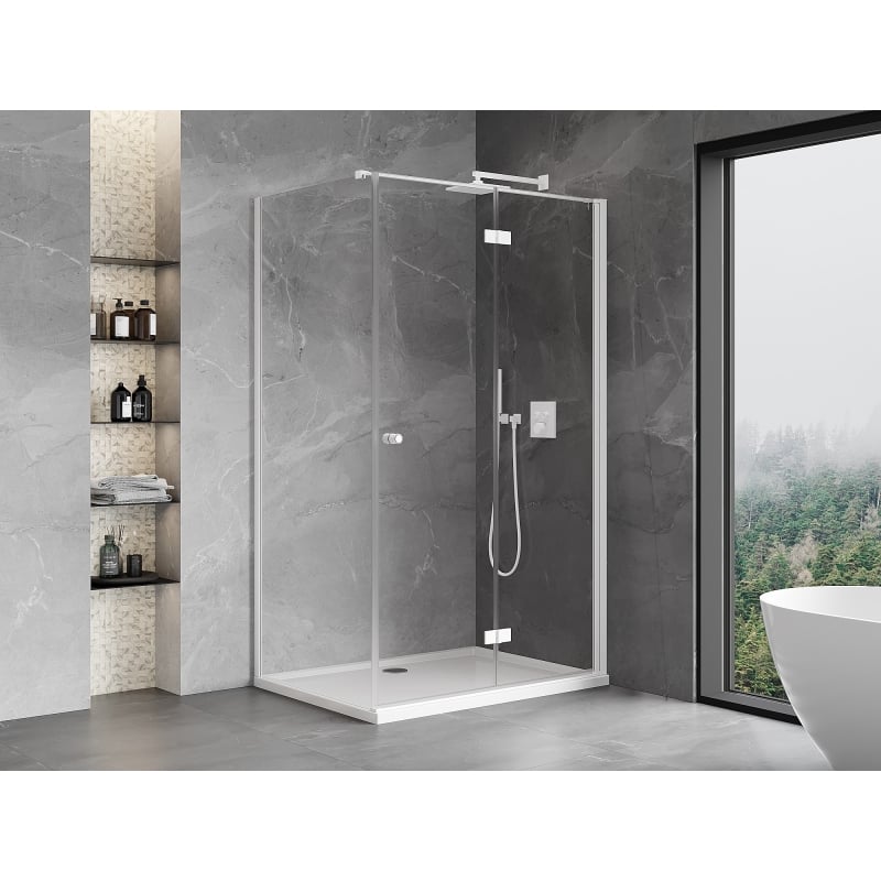 Mexen Mist-F πτυσσόμενη καμπίνα ντους δεξιά 100 x 75 cm, διαφανής, λευκή