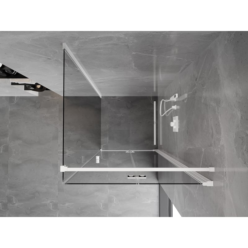 Mexen Mist-F cabina doccia pieghevole destra 95 x 95 cm, trasparente, bianca - 8A6T-095-095-20-00-P