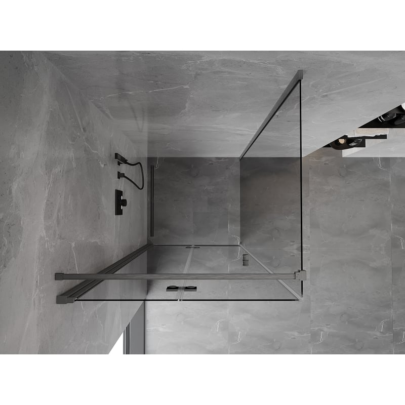 Mexen Mist-F πτυσσόμενο αριστερό ντους 80 x 80 cm, διαφανές, βουρτσισμένο γκρι