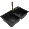 Mexen Tomas fregadero de granito 2 senos con grifo de cocina Telma, negro - 6516-77-670200-50-B