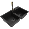Mexen Tomas Granitno dvojno pomivalno korito s kuhinjsko pipo Telma, črno - 6516-77-670200-50-B