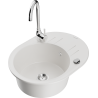 Mexen Kevin single-bowl granite sink with drainer and Telma kitchen tap, white - 6517-20-670200-00