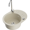Mexen Kevin granit afvoerbak 1-komor met afdruiprek en keukenkraan Telma, beige - 6517-69-670200-00