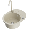 Mexen Kevin Granitspüle 1-Becken mit Abtropffläche und Küchenarmatur Telma, beige - 6517-69-670200-69