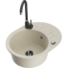 Mexen Kevin Granit-Spüle 1-Kammer mit Abtropffläche und Küchenarmatur Telma, beige - 6517-69-670200-70