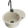 Mexen Kevin Granitspüle 1-beckig mit Abtropffläche und Küchenarmatur Telma, beige - 6517-69-670200-70