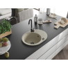 Mexen Kevin fregadero de granito de 1 compartimento con escurridor y grifo de cocina Telma, beige - 6517-69-670200-70