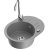 Mexen Kevin fregadero de granito de 1 cubeta con escurridor y grifo de cocina Telma, gris - 6517-71-670200-00