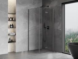 Mexen Mist-F folding shower cabin right 110 x 110 cm, transparent, brushed gun gray - 8A6T-110-110-66-00-P