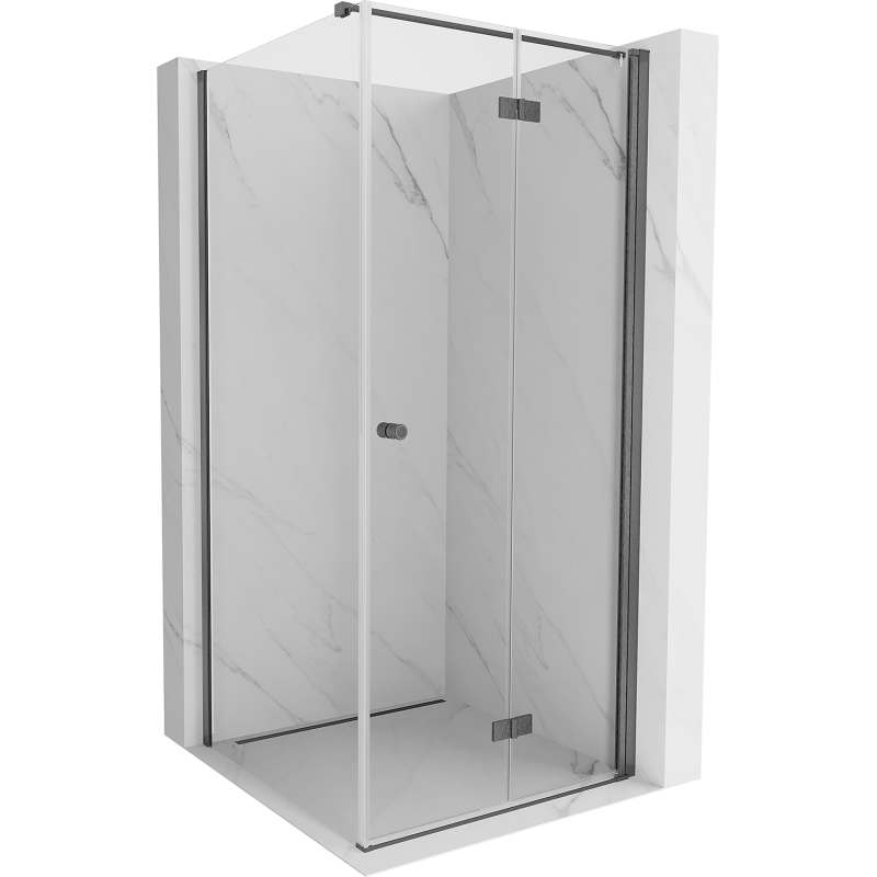 Mexen Mist-F taittuva suihkukoppi oikea 120 x 120 cm, kirkas, harmaa gun harjattu - 8A6T-120-120-66-00-P