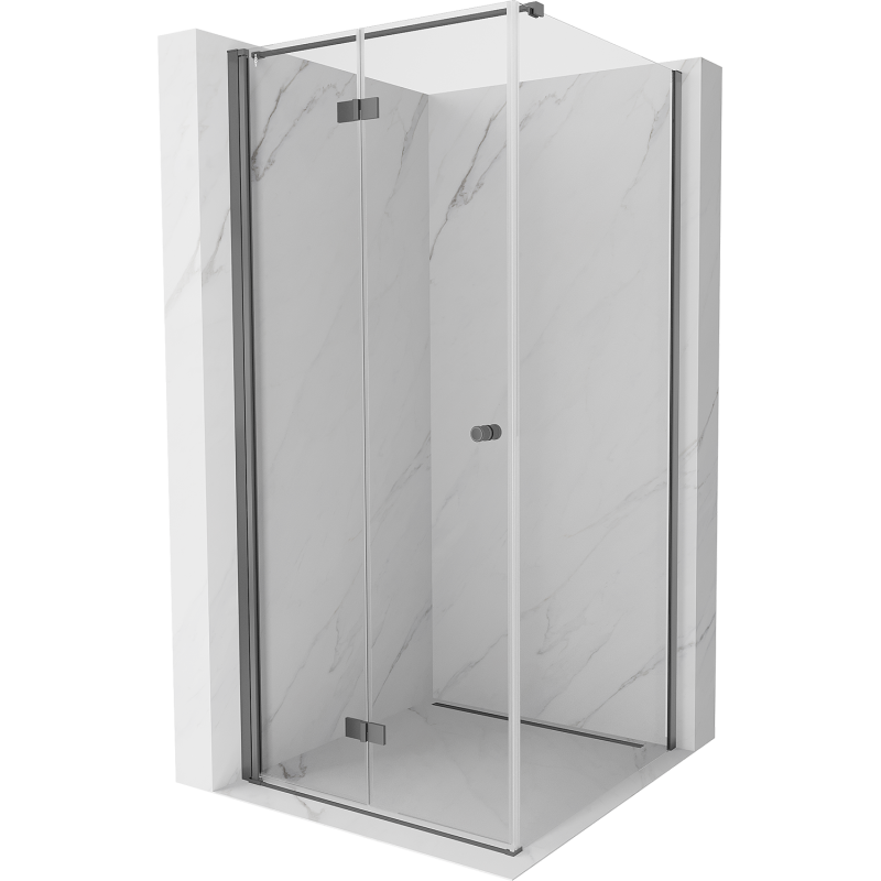 Mexen Mist-F cabine de douche pliante gauche 75 x 75 cm, transparent, gun metal - 8A6T-075-075-95-00-L