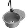 Mexen Kevin fregadero de granito con 1 cubeta y escurridor y grifo de cocina Telma, gris - 6517-71-670200-70